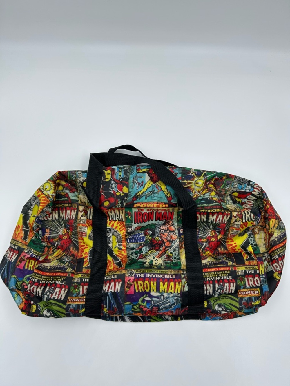 Iron Man Marvel Comic Print Men’s Duffle Bag - Black Strap NWOT